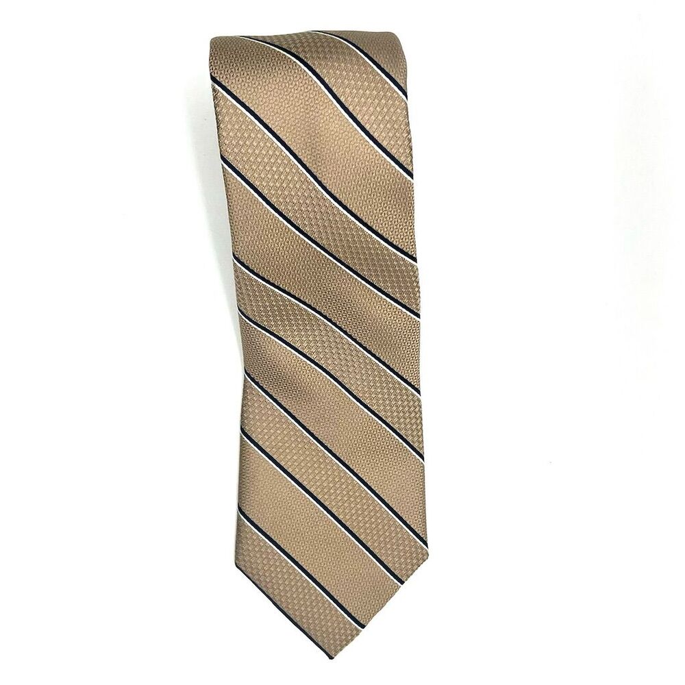 Michael Kors Men's Beige Striped Satin Necktie Classic Length